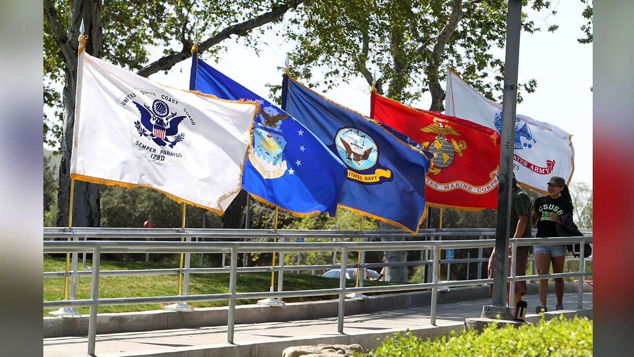 Military flags on the CSUSB campus